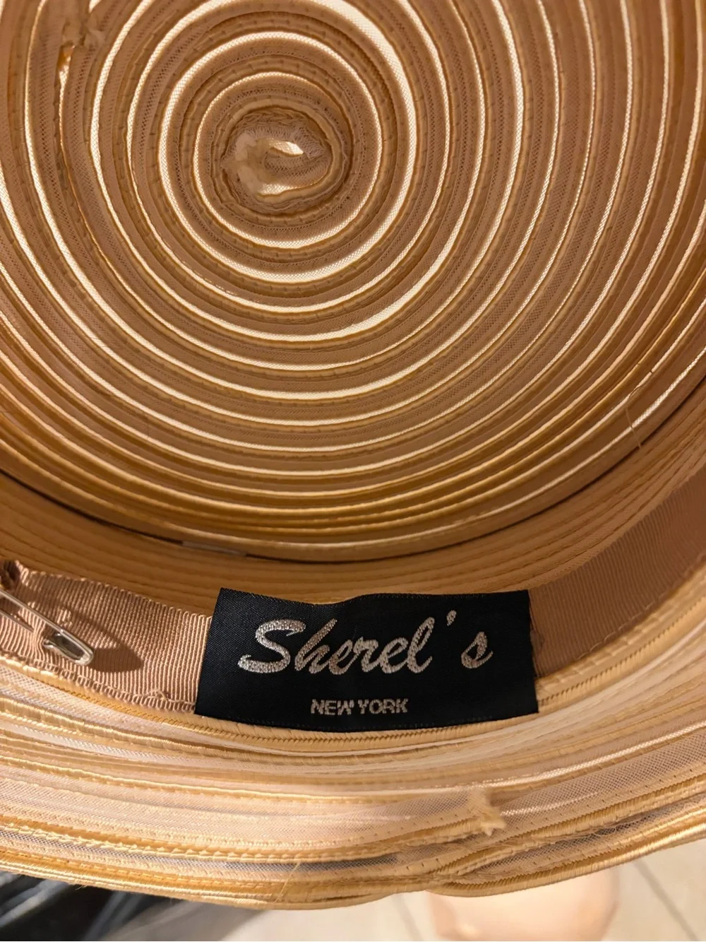 Sherel’s New York Women’s Gold Cream Wide Brim Formal Dress Hat